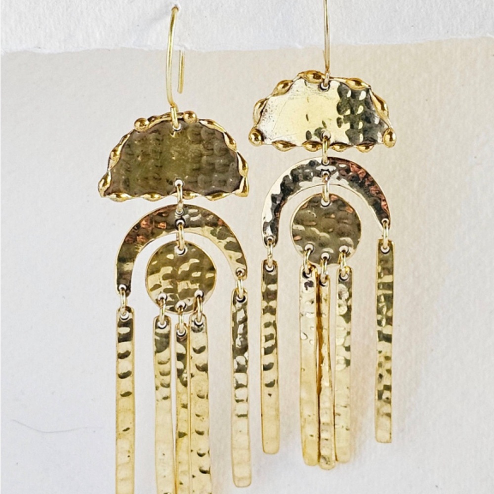 Hammered Brass Chandelier Earrings